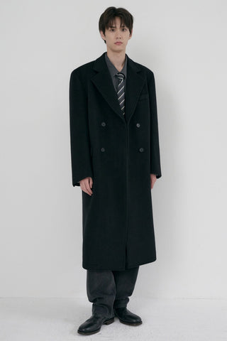UNISEX LOOSE DOUBLE-BREASTED COAT BLACK