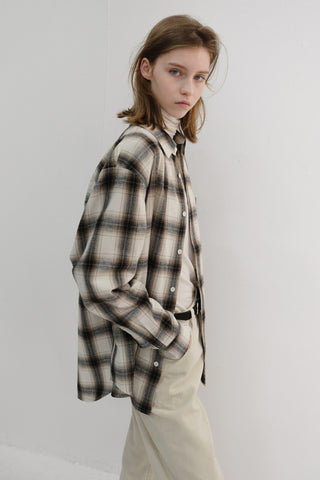 UNISEX WINTER FLANNEL CHECKED SHIRT BEIGE