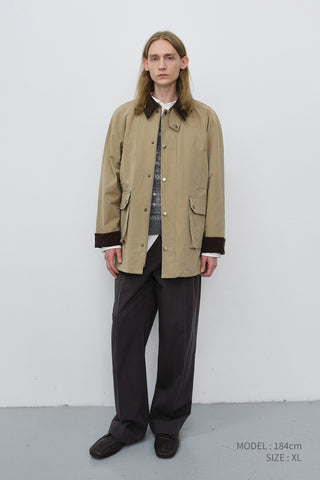 UNISEX WAXED COTTON HUNTING JACKET BEIGE