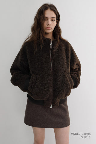 UNISEX BOA FLEECE BLOUSON DARK BROWN