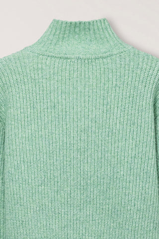 UNISEX HIGH NECK BUTTON CARDIGAN SOFT GREEN