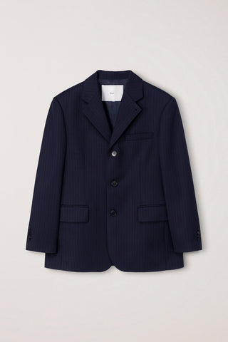 UNISEX CLASSIC 3 BUTTON WOOL BLAZER NAVY STRIPE