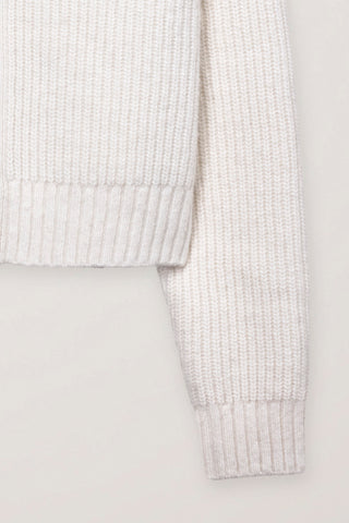 UNISEX HIGH NECK BUTTON CARDIGAN CREAM