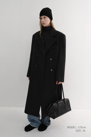 UNISEX LOOSE DOUBLE-BREASTED COAT BLACK