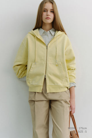 UNISEX GARMENT DYED ZIP-UP HOODIE VANILLA BUTTER