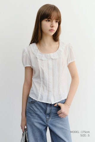 FRILL COLLARED BLOUSE WHITE