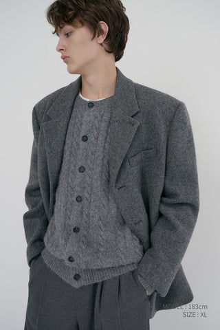 UNISEX 3 BUTTON WOOL BLAZER GREY