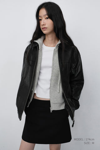 UNISEX REFINED LEATHER BLOUSON BLACK