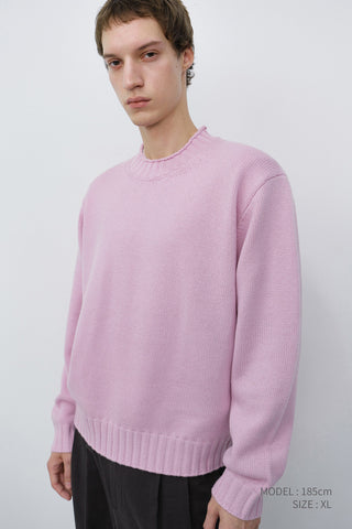 UNISEX CHUNKY ROLL NECK SWEATER SOFT PINK