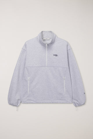 UNISEX RELAXED HALF ZIP-UP SWEATSHIRT LIGHT MELANGE GREY