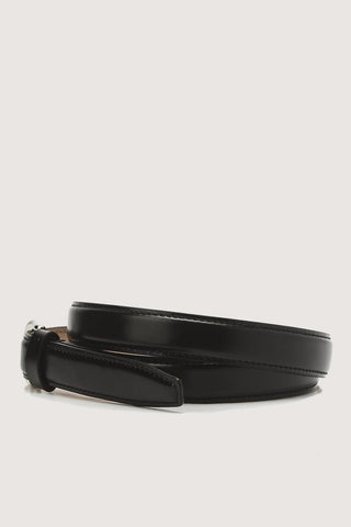 D-BUCKLE SLIM LEATHER BELT BLACK