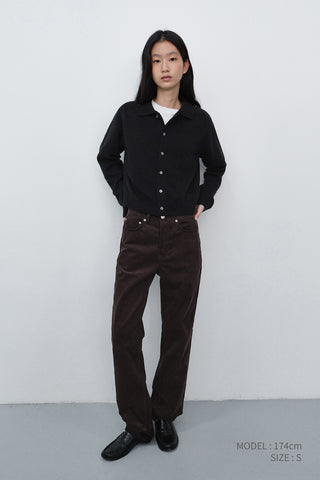 UNISEX COLLARED KNIT CARDIGAN BLACK