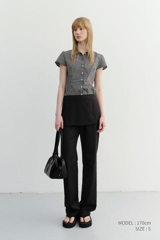 VINTAGE CAP SLEEVE SLIM SHIRT BLACK CHECK