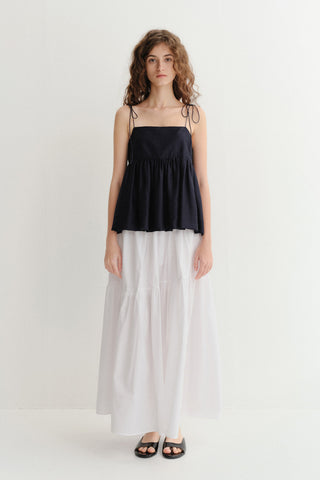 FLARED BUSTIER BLOUSE NAVY