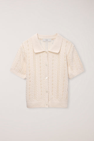 COLLARED HALF SLEEVE CARDIGAN CREAM