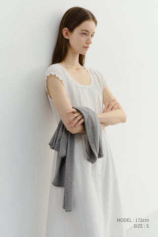 SLEEVELESS SHIRRING DRESS WHITE