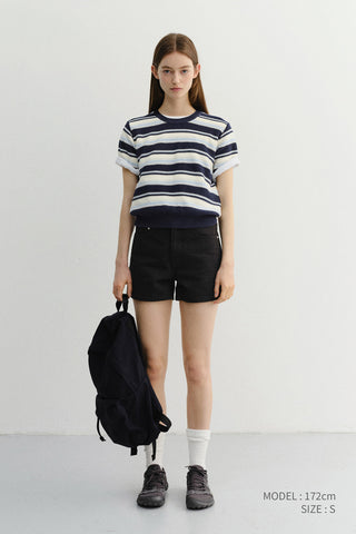 UNISEX STRIPED CREWNECK KNIT NAVY CREAM