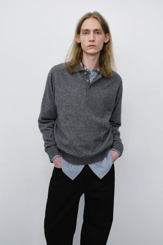 UNISEX COLLARED SWEATER MELANGE GREY