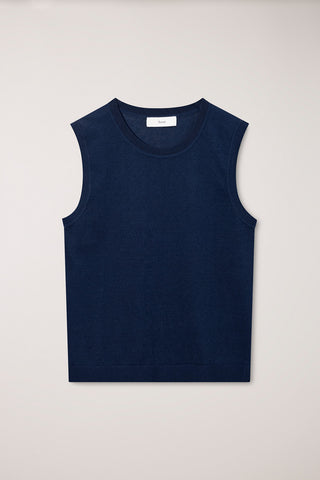 UNISEX SHEER LAYERING KNIT VEST NAVY