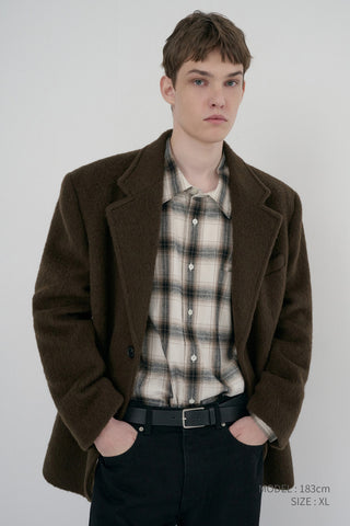 UNISEX ALPACA BLAZER COAT BROWN