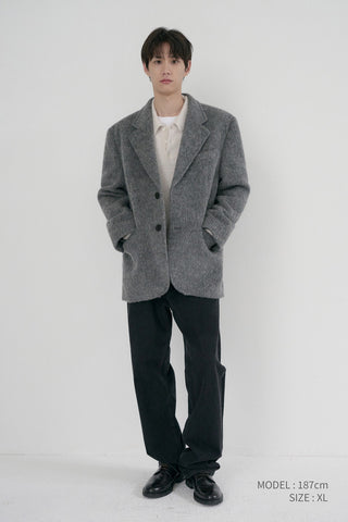 UNISEX ALPACA BLAZER COAT MELANGE GREY