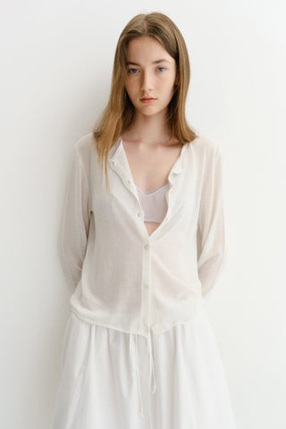 SUMMER ESSENTIAL CREWNECK CARDIGAN WHITE