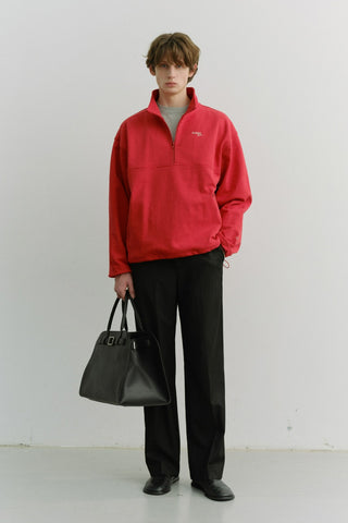 UNISEX RELAXED HALF ZIP-UP SWEATSHIRT RED