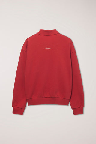 UNISEX LEATHER LOGO COLLARED T-SHIRT RED