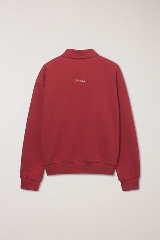 UNISEX LEATHER LOGO COLLARED T-SHIRT RED