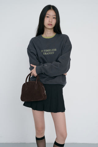 SUEDE BOSTON TOTE BAG DEEP BROWN