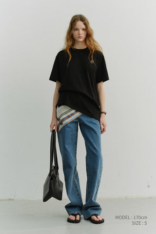 UNISEX LOGO CREASE T-SHIRT BLACK