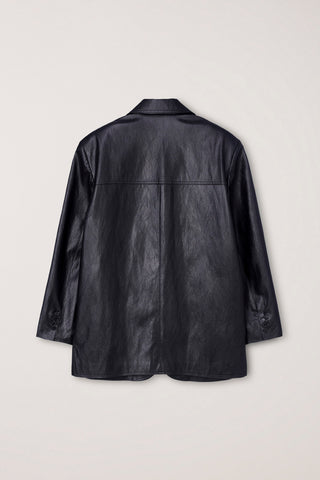 UNISEX RELAXED ALTER-LEATHER HALF JACKET BLACK