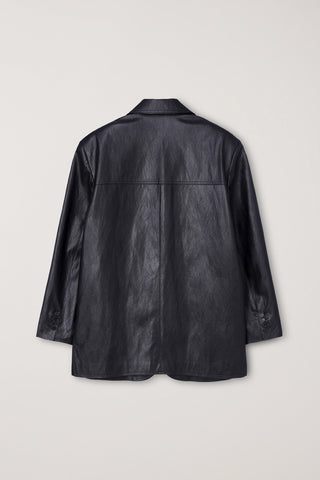 UNISEX RELAXED ALTER-LEATHER HALF JACKET BLACK