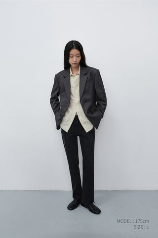 ESSENTIAL 2 BUTTON WOOL BLAZER MELANGE GREY