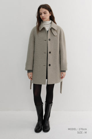BELTED HALF COAT GREYISH BEIGE