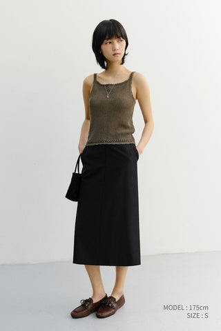 CROCHET BUSTIER KNIT TOP NEUTRAL KHAKI