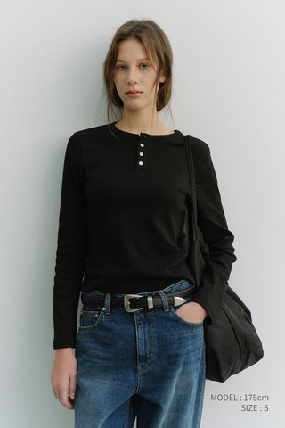 UNISEX HENLEY-NECK T-SHIRT BLACK