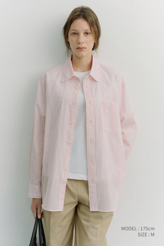 UNISEX OVERSIZED STRIPED SHIRT SOFT PINK STRIPE
