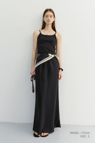 LINEN MAXI SKIRT BLACK