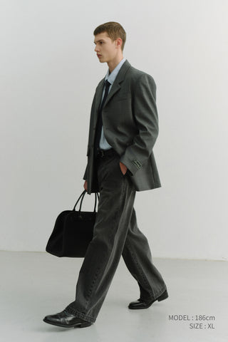 UNISEX 3 BUTTON WOOL BLAZER CHARCOAL GREY