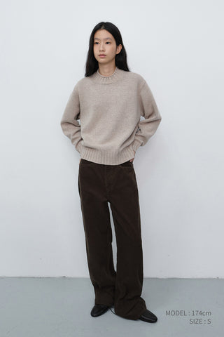UNISEX CHUNKY ROLL NECK SWEATER LIGHT PEBBLE