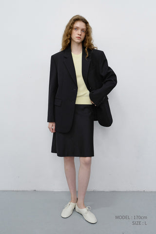 ESSENTIAL 2 BUTTON WOOL BLAZER BLACK