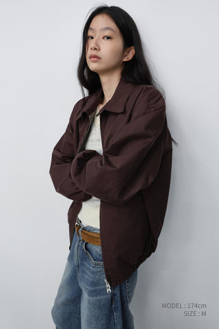 UNISEX COLLARED BLOUSON JACKET BROWN