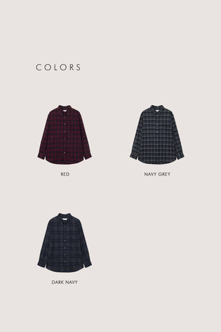 UNISEX CHECKED FLANNEL BD SHIRT DARK NAVY