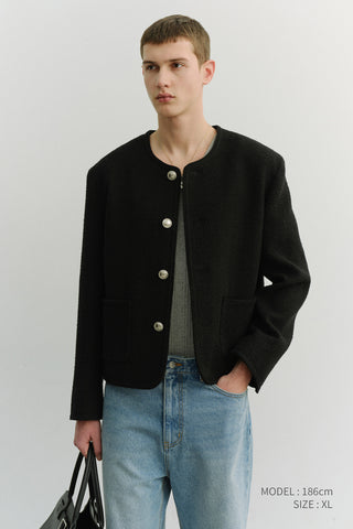 UNISEX CLASSIC BOUCLE TWEED JACKET BLACK