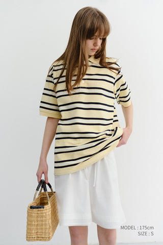 UNISEX STRIPED POLO SHIRT LEMON