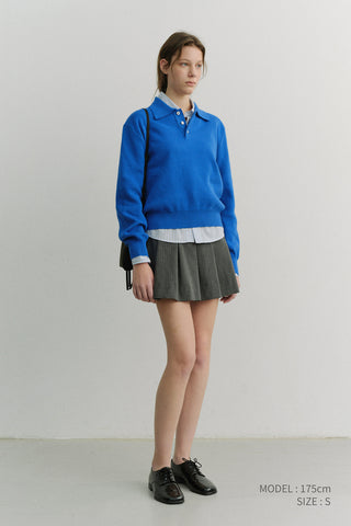 UNISEX CASHMERE COLLARED SWEATER BLUE