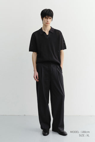 UNISEX CHUNKY POLO KNIT BLACK