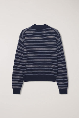 UNISEX COLLARED STRIPED SWEATER NAVY