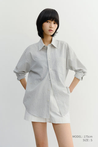 UNISEX SEERSUCKER BD SHIRT IVORY CHECK